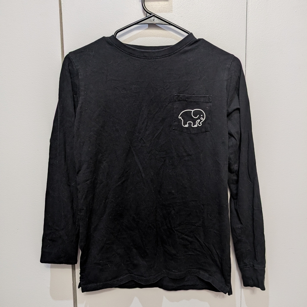 Ivory Ella Black Long-Sleeved Shirt with Paisley Elephant Design 100% Cotton